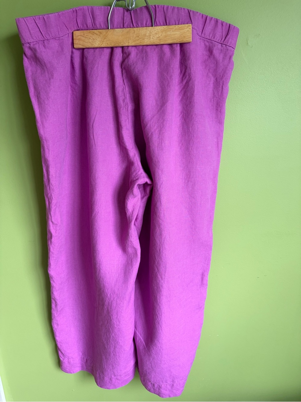 J.Jill Cropped Wide Leg Women’s Magenta Linen Pants - Picture 3 of 5